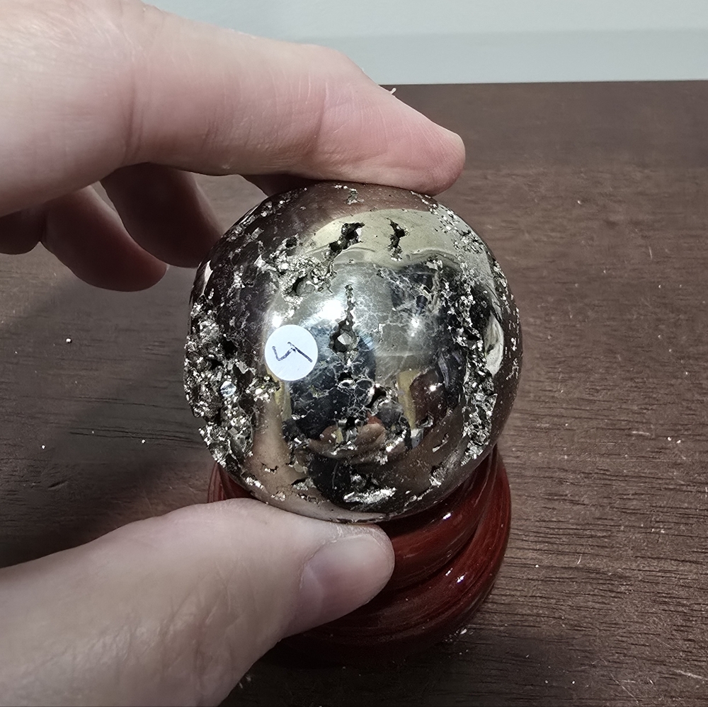 Pyrite Crystal Sphere #J 48 mm - Picture 3 of 9